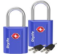 Diyife Security Luggage Locks with Keys - 2 Pack Heavy Duty Zinc Alloy Travel Locks for Suitcase (Blue)