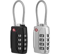 Diyife TSA Luggage Locks, [2 Packs] [Long Shackle] 4 Digit High Security Suitcase Padlocks, Flexible Combination Cable Padlock, Travel Lock for Travel Suitcases Luggage Bag Case (Black&Silver)