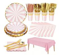 DIYJEP 161 Pcs Party Tableware Set（Pink）