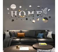 DIYJEP 37 Pcs Acrylic 3D Mirror Wall Stickers Home Letters and Round Shape