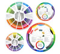 DIYJEP 4 Piece Colour Wheel for Artists, Color Charts Matching Tool, Waterproof Paint Color Mixing Learning Pocket Guide, Colour Cards Art Class Teaching Tool for Painting Design Makeup Nail Craft