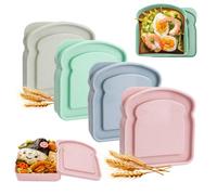 DIYJEP 4Pcs Reusable Sandwich Box with Lid, Portable Plastic Sandwich Container, Toast Shape Sandwiches Keeper Food Containers, Food-Grade Children's Snack Box Lunch Boxes for Picnic, School, Office
