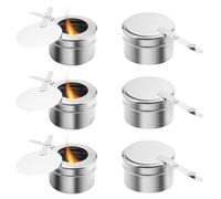 DIYJEP 6 Pack Stainless Steel Chafing Dish Fuel Holder with Safety Cover, Rustproof Alcohol stoves Cans Box, Canned Heat Food Warmer Trays for Chafing Dishes Buffets Barbecue Party Event (Silver)
