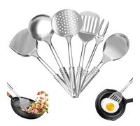 DIYJEP 6 Pcs Kitchen Utensils Set, Stainless Steel Heat Resistant Turner, Solid Turner Skimmer & Ladle Spatula Fork, Non-Stick Cooking Utensils Cookware Accessories Gadgets Kitchen Tools for Cooking