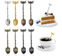 DIYJEP 8Pcs Retro Coffee Spoons, Creative Dragonfly Teaspoons, Stainless Steel Dessert Spoons Tableware, Long Handle Ice Cream Spoons Tea Spoon for Latte Espresso Yogurt Demitasse Honey Hot Drinks