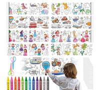 DIYJEP 9 Pack Colouring Drawing Paper Roll for Kids, 3m x 30cm Toddler Fun Painting Paper Roll with Oil Pastels, Children's Scissors, Tape, DIY Drawing Rolls for Kids Art Painting Color Filling