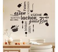 DIYJEP Kitchen Wall Art Stickers, DIY Kitchen Murals Decal, Quote Motivational Lettering Home Kitchen Wall Decor, Tableware Pattern Stickers for Dining Room Restaurant Fridge Decoration