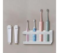 DIYJEP Wall Mounted Toothbrush Holder, 4 Slots Electric Toothbrush Stand with Toothpaste Clip, Aluminum Alloy Tooth Brush Organizer Hanger with with Diatomite Dish for Shower Bathroom Accessories