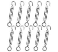 DIYLAND 10Pcs M4 Stainless Steel Turnbuckles, Hook and Eye Turnbuckle Wire Tensioner Adjustable Wire Rope Tensioner for Garden Wire, DIY String Light, Picture Hanging and Curtains Wire