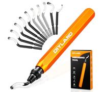 DIYLAND Hand Deburring Tool Kit with Metal Handle+10 Extra HSS(Steel) Blades in 4 Modes 360 Degree Rotatable Pen Deburring Cutter Burr Remover for Copper Pipes, 3D Printing, Plastics, Resin Art, Wood