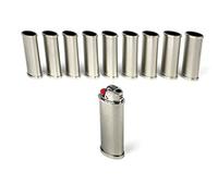 DIYLuxury Silver Metal Lighter Case Cover fits BIC Standard J6 Lighter EZ Reach Lighter Heavy Duty Reusable Lighter Case Cover - 10 Pack (Silver)