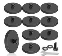 DIYMAG 10Pcs Rubber Coated Anti-Scratch Mounting Magnets, 30LBS Strong Neodymium Magnet Base with M5 Threaded Studs and Small Hex Wrench for Light Bar Mirror Camera Tool （10 Pack,1.69 Inch）