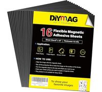 DIYMAG 16Pack Magnetic Adhesive Sheets, Magnetics Sheets with Adhesives Backing, 8x10 Inch Flexible Magnet for Crafts Photos and Die Storage Easy to Cut