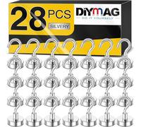 DIYMAG 28 Pack Magnetic Hooks, Facilitate Hook for Cruise, Home, Kitchen, Workplace, Office and Garage