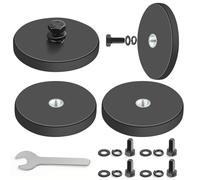 DIYMAG 4Pcs Rubber Coated Anti-Scratch Mounting Magnets, 30LBS Strong Neodymium Magnet Base with M5 Threaded Studs and Small Hex Wrench for Light Bar Mirror Camera Tool （4 Pack,1.69 Inch）
