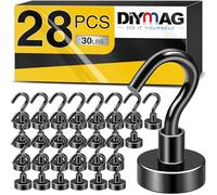 DIYMAG Magnetic Hooks, 28pack Magnet Hook Essentials Strong Heavy Magnetics for Kitchen Refrigerator Hanging Classroom Cruise Cabins Locker Accessories Cubicle Black
