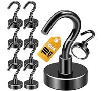 DIYMAG Magnetic Hooks for Hanging, 30lbs 2026 Cruise Cabin Ship Essentials N52 Magnetic Hook Heavy Duty Strong Magnets Fridge for Classroom Beach Kitchen Grills 10 Pack Black