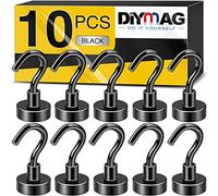 DIYMAG Magnetic Hooks for Hanging Cubicle Accessories, 30lbs 2026 Cruise Cabin Ship Essentials N52 Magnetic Hook Heavy Duty Strong Magnets Fridge for Classroom Beach Kitchen Grills 10 Pack Black