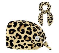 DIYmaking Working Cap Scrub Cap One Size - Bow Tie, Leopard Print, One Size