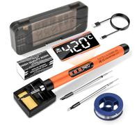 diymore USB-C Cordless Soldering Iron Kit with LCD Display Adjustable Temperature 260℃-420℃ Rechargeable Portable Soldering Pen for Electronics Repair, DIY Projects,Jewelry Making,Orange