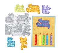 DIYOLOGY 10pcs/Pack Sentiment Metal Cutting Dies with Shadows Stencil Template for Card Making Birthday Get Well Soon Words Phrases Die Cuts for Scrapbooking Paper Crafting Decoration