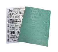 DIYology Christmas Sentiment Background Embossing Folders for Card Making, Xmas Blessing Phrases Background Texture Embossing Folder Template for DIY Paper Crafts Scrapbooking Polymer Clay Decoration