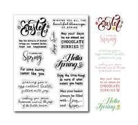 DIYology Happy Easter Day Sentiment Clear Stamps for Card Making Easter Day Verses Greeting Phrases Silicone Stamps for Scrapbooking Photo Album Gift Tags and Other Paper Crafts Decoration