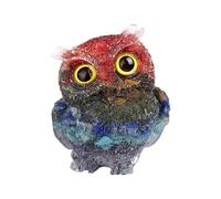 DIYOMR 2.4" Owl Statue Reiki Spiritual Healing Owl Figurine Energy Feng Shui Gemstone Crystal Animal Sculpture Attract Wealth Good Luck Home Office Desk Decor (7 Chakra), TC46-1