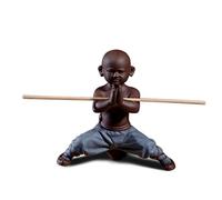 DIYOMR Chinese Kung Fu Shaolin Monk Figurines Crafts Ornaments Statues, Ceramic Kung Fu Martial Arts Sculpture for Home Decor Display Desktop (Blue)