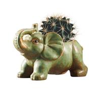 DIYOMR Small Ceramic Planter Pot, 4.3" Vintage Bronze Animal Planters Ceramic Flowerpot Succulent Pots Cactus Pot for Office Home Desktop Decor - Plants Not Included (Pleasant Elephant)