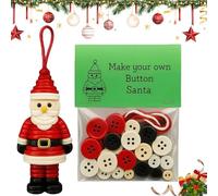 DIYS Button Christmas Ornament Kit,Christmas Baubles & Christmas Santa Claus Buttons for Crafting, Ch/ristmas Embroidery Kits with Coloured Buttons, Craft Bu/ttons for Christm/as Card Making Supplies