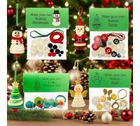DIYs Button Christmas Ornament Kit, Christmas Button Ornament Making Set, 4cps Buttons Art C-hristmas Tree Decoration, Funny Snowman Angel Buttons Art Hanging Decoration