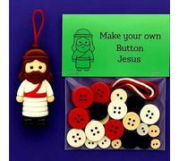 DIYs Button Christmas Ornaments Kits, Handmade Button Ornament Making Kit, Funny Buttons Jesus Christmas Tree Ornament Craft Kits, DIYs Craft Christma-s Tree Hanging Decorations Making Set