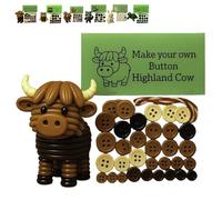 DIYs Christmas Button Ornament Making Set, DIYs Highland Cow Button Christmas Tree Ornament Kits, Handmade Buttons Craft Set, Hanging Animal Pendant Decoration, Make Your Own Buttons Highland Cow