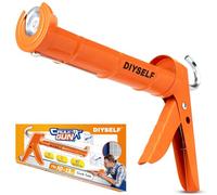 DIYSELF-Caulk-Gun-Drip-Free, Hand Caulking Tool with Smooth Rod, Caulking Gun Fits 10 oz Tube, 10:1 Thrust Ratio Silicone Gun for Bathroom, Kitchen, Windows, Door Frames, Small Repairs (Orange)