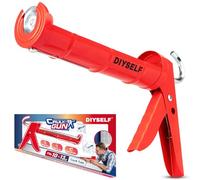 DIYSELF Caulk Gun No Drip, Heavy Duty Caulking Tool, 10:1 Thrust Ratio, Hand Caulking Gun for 10 Sealant Tubes, Silicone Gun Compatible with Sealant, Acrylic, Latex, Adhesive, Butyl & More (Red)