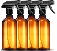 DIYSELF Spray Bottle for Cleaning Plastic Spray Bottles 16 oz 500ml Squirt Bottles for Liquids Amber Clear Spray Bottles for Cleaning Empty Plastic Spray Bottle for Home and Garden (4 Pack)