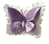 Diysupmkt Butterfly Lace Throw Pillow, Glitter Velvet Soft Plush Cushion, Cute Decorative Pillow for Sofa Bedroom Bed Couch Car Seat (Purple)