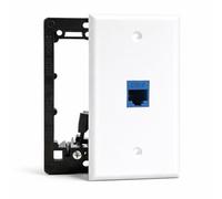 DIYTECH 1 Port Ethernet Wall Plate, Cat 6, Wall Outlet, RJ45 Female to Female Keystone Jacks - White