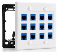 DIYTECH 12 Port Cat6 Ethernet Wall Outlet - White, Easy Install, 12 RJ45 Jacks, Compatible with Devices with Ethernet Port
