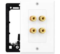 DIYTECH 2 Speaker Wall Plate, Home Theater Wall Plate, Gold Plated Binding Posts, for Home Theater Setup