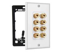 DIYTECH 4 Speaker Wall Plate, Home Theater Wall Plate, Gold Plated Binding Posts, Speaker Wall Plates, for Home Theater Wall Speaker Plate Setup
