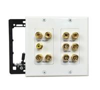 DIYTECH 5.1 Speaker Wall Plate, Home Theater, 1 RCA, Gold Plated Binding Posts