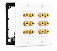DIYTECH 6 Speaker Wall Plate, Home Theater Wall Plate, Gold Plated Binding Posts, for Home Theater Setup