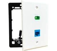 DIYTECH Fiber Optic Wall Plate, for SC/APC, Simplex, with Cat6 Ethernet Port, Low Voltage Mounting Bracket Included - White
