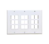 DIYTECH Keystone Wall Plate, 18 Port Keystone Jack Wall Plate, Supports Keystone Jack or Modular Inserts, 18-Port Keystone Plate, In Wall Patch Panel - 3 Gang White