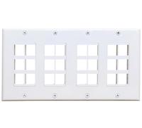 DIYTECH Keystone Wall Plate, 24 Port Keystone Jack Wall Plate, Supports Keystone Jack or Modular Inserts, 24-Port Keystone Plate, In Wall Patch Panel - 4 Gang White