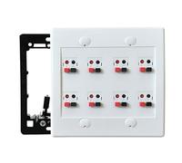 DIYTECH Premium 8 Speaker Wall Plate, Speaker Plug, Supports 8 Speaker Configurations, Speaker Port for Wall Speaker Wire, Speaker Wire in Wall, Wire Wall Plate - 2 Gang Screwless