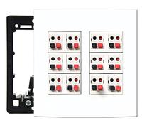diyTech Premium Speaker Wall Plate, 12 Spring Loaded Speaker Terminal Connector, Supports 12 Speaker Configurations, 2 Gang Screwless - White (12 Speaker)