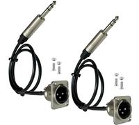 DIYTECH Premium XLR Pass Through Cable, No Solder, for Stage Box, Patch Panel, Floor Box - No Solder for Pro Audio Installations (XLR Male to 1/4" TRS Male 2-Pack)